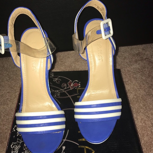 Shoes - Super cute wedges blue and white vegan 🌱 leather